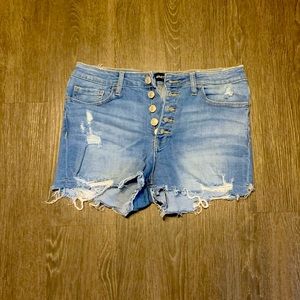 VERVET distressed button fly denim shorts